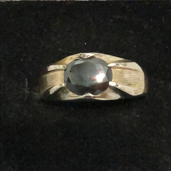 .925 sterling silver black diamond / Hematite men’s ring